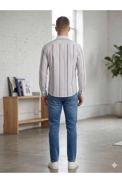 Paul Martin Canadian Special Design 100% Pure Cotton Striped Men's Shirt |   Paul Martin Signature Casual Elegance