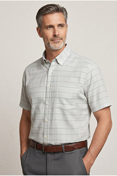 AtlasGiyim Men's Classic Cut Short Sleeve Shirt with Pockets (New Season)