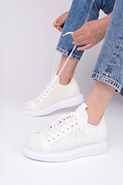 Lucy Shoes حذاء رياضي رجالي من RS619 برباط للاستخدام اليومي TBT - أبيض