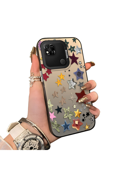 SLIMFELT Redmi 9C/10A Uyumlu Sade Yıldız Baskılı Kılıf, İnce Yumuşak Silikon,...