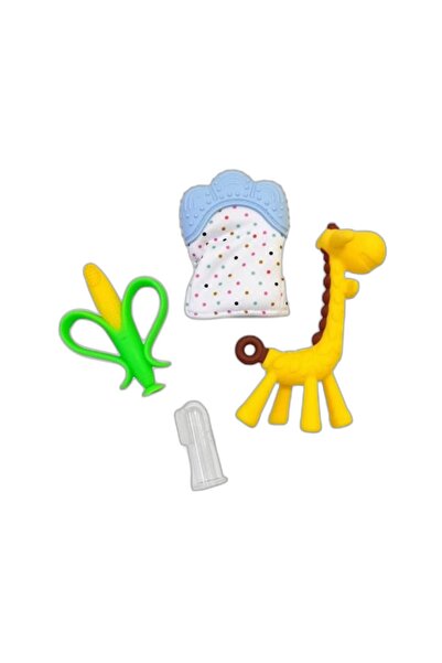 LOOFI 4-Piece Silicone Teether Set with Glove - Blue