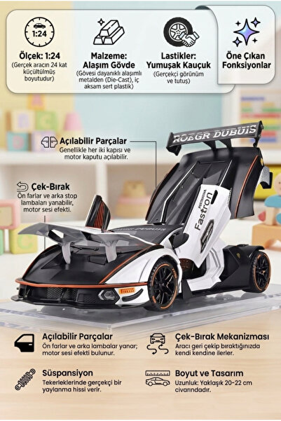 Tıfıl Toys Hobiez World 1:24 Lisanslı Metal Lamborghini Essenza SCV12 Kapısı ...