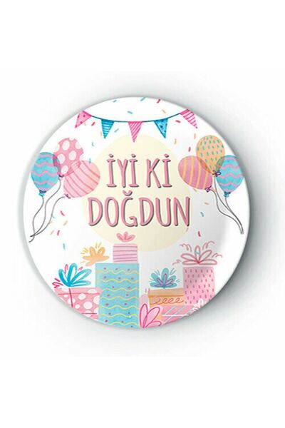 Deniz Party Store İyi ki Doğdun Soft renkler karton Tabak 8 Adet