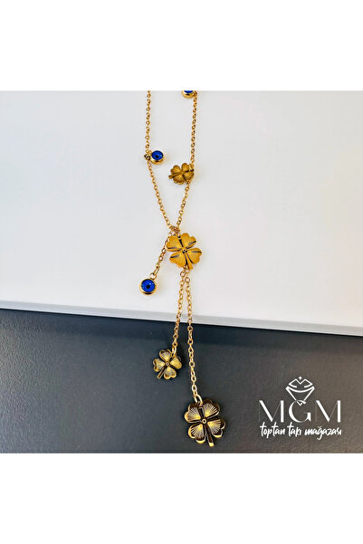 magicool Steel Clover Evil Eye Beaded Necklace - Kl0059