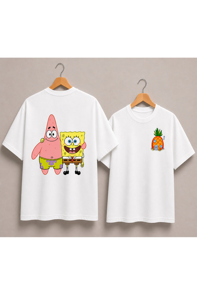VODEXA Tricou oversize unisex PETRİK (SÜNGER OB) Imprimat, 100% bumbac, croia...