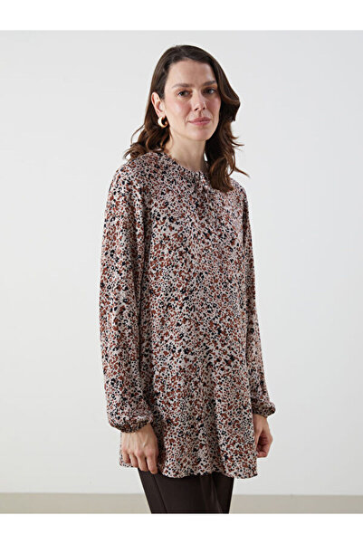 LC Waikiki Tie-Up Collar Patterned Blouse