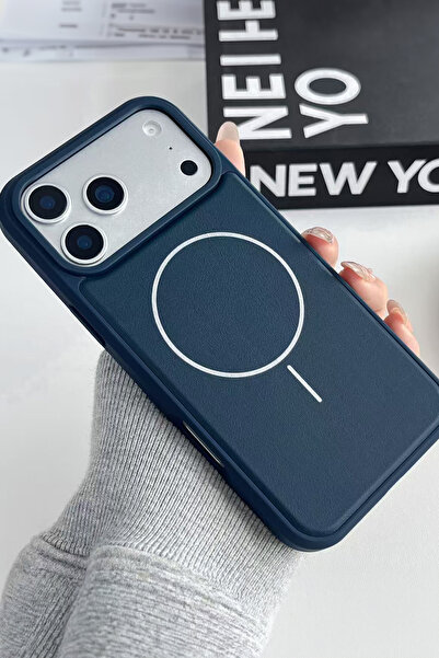 WANNA PROTECT Iphone 17 Pro Max Uyumlu Magsafe Destekli Deri Görünümlü Premiu...