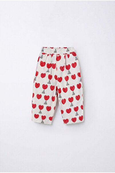 Magu Pantaloni pentru fete din bumbac cu model inimioare