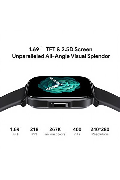 AUKEY Smartwatch with 1.69" High Brightness Display Waterproof Dustproof Ip68 Long Battery Life Black