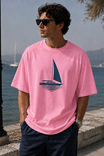 ArtYus Tricou supradimensionat unisex cu imprimeu Minimal Sailing – Tricou ca...