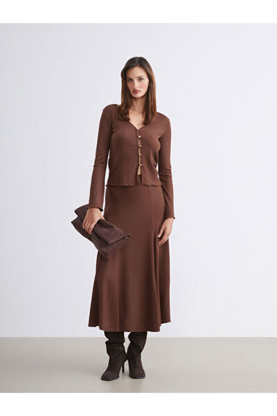 LC Waikiki Textured Pleated Skirt with Elastic Waist