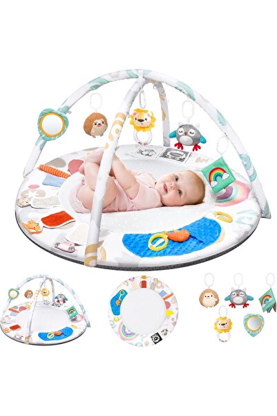 Montessori Baby playpen with 5 grab toys, Crawling Blanket for babies from bi...