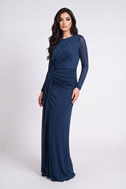 Opera Fashion Soft Stretch Evening Dress with Side Draping