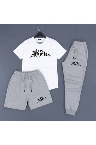 SILATU Stylish Sweatwear Set 3-Piece (White T-Shirt-Shorts Sweatwear)