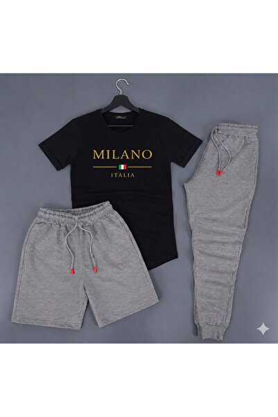 SILATU Stylish Sweatwear Set 3 Pieces (Shorts-Sweatshirt-T-Shirt)