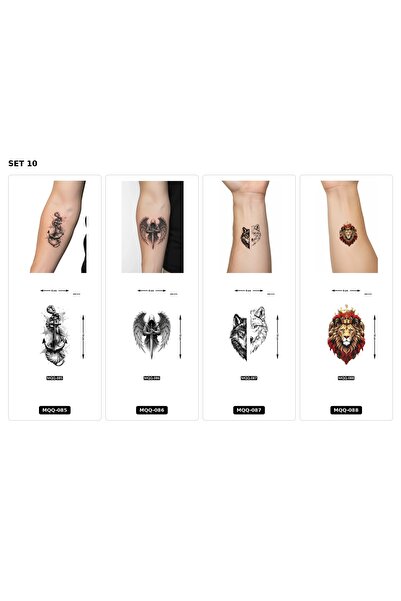Airbrush Tattoo Yapıştırma Dövme 4 Adet Birden 1 Hafta Kalıcı Geçici Dövme Haftalık Set 9