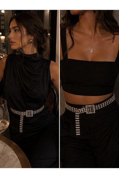 Merina Atölye Çiğdem Diamond Buckle Belt
