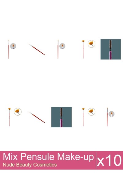 Makeup Mix Set 10 products Makeup Brushes: Cat's Tongue Gel Brush - No.6, Man...
