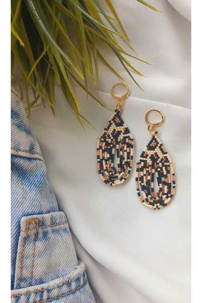 ZeynDesign El Yapımı Leopar Salkım Küpe