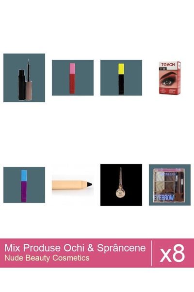 Makeup Set Mix 8 produse Rimel Sprancene: Tus / Lipici magnetic, negru, Vopse...