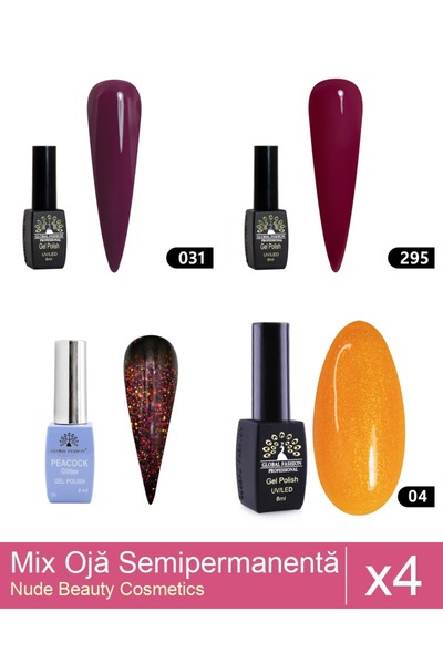 Makeup Set Mix 4 produse Nail Oja: Oja semipermanenta Peacock 8 ml, 06, Oja s...