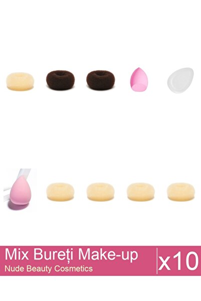 Makeup Mix Set 10 products Sponges: Blonde bun sponge - 9 cm diameter, Blonde...
