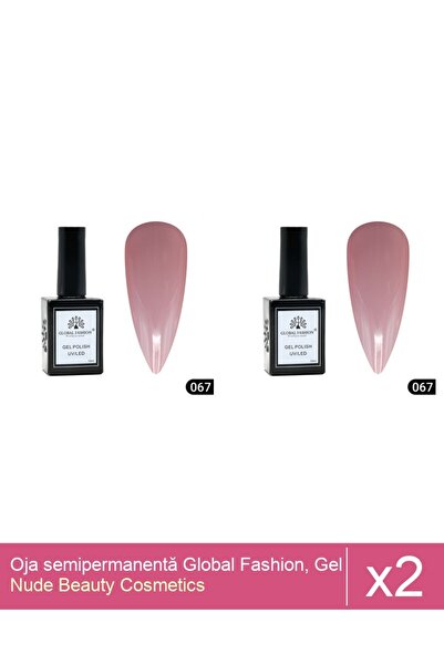 Makeup Set 2x Oja semipermanentă Global Fashion, Gel polish Elite Glow 15 ml,067