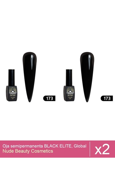 Makeup Set 2x Oja semipermanenta BLACK ELITE, Global Fashion 8 ml,173