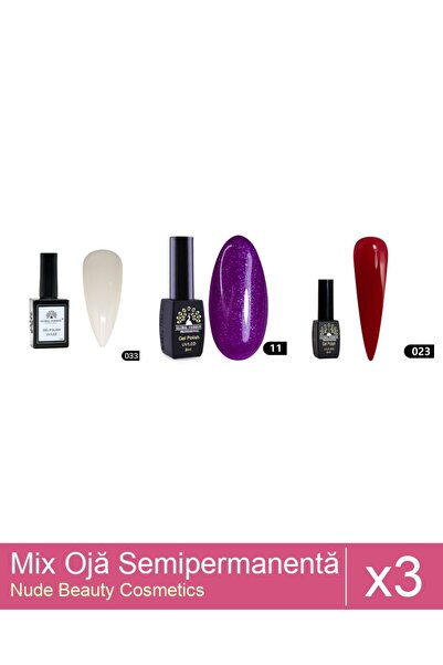 Makeup Set Mix 3 produse Nail Oja: Oja semipermanenta Black Elite, Global Fas...