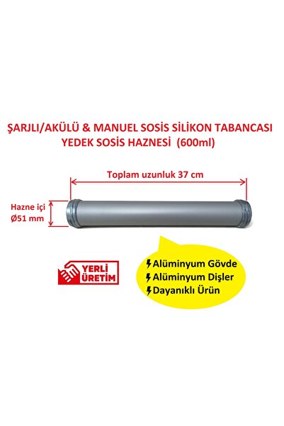 Sosis Silikon Tabancası Yedek Sosis Haznesi - Uzun 600ml