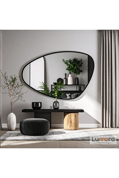 lumora mirror design Luce Modern Siyah Boyalı MDF Çerçeveli Dekoratif Ayna