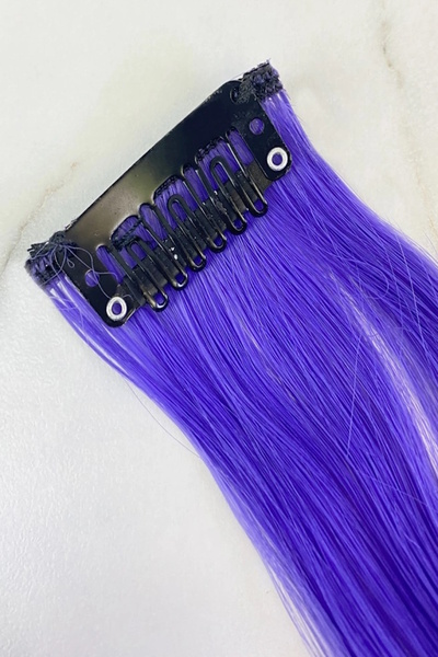 CAŞ DEKORASYON Extensie de păr ondulată cu prindere laterală, culoare violet, 50 cm (2 bucăți)
