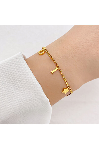 Choice1 Gold Color Fashion Simple Stainless Steel Letter Star Pendant Bracele...