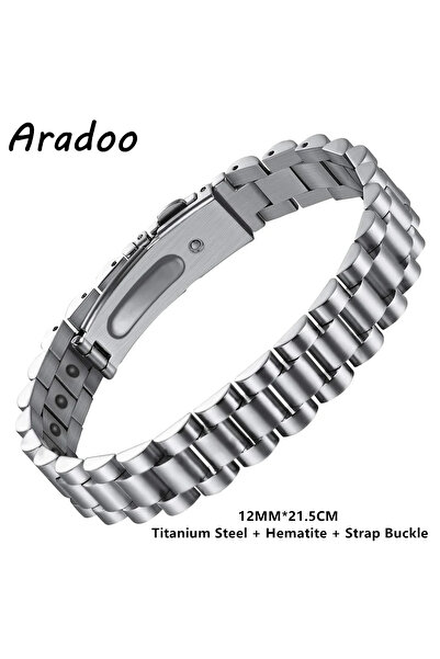 choice2 B-G007S ARADOO Titanium Steel Magnetic Therapy Bracelet Stainless Ste...