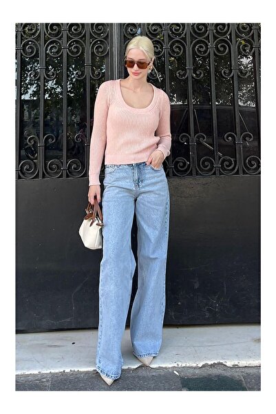 LC Waikiki Nevavm Farklı Renkler Powder Oval Collar Basic Knitted Sweater Mg2189