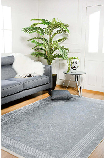halinet Halı.Net Anthracite Modern Washable Non-Slip Living Room Carpet Haln-...