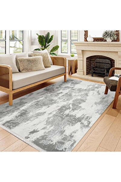 halinet Halı.Net Gray Modern Washable Non-Slip Living Room Carpet Cr-Galaxy-1...