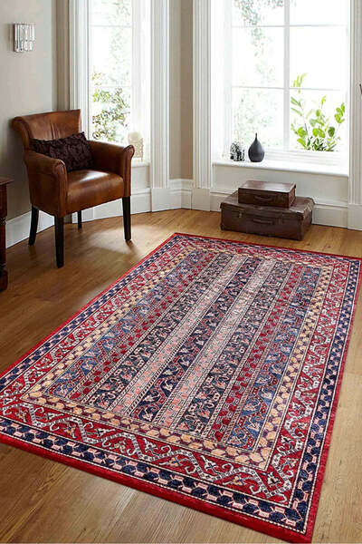 halinet Halı.Net Red Modern Washable Non-Slip Living Room Carpet Haln-Hln041