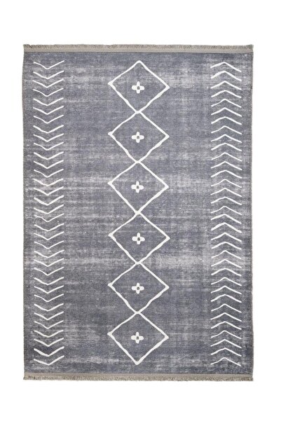 halinet Halı.Net Anthracite Modern Washable Non-Slip Living Room Carpet Pia-G...