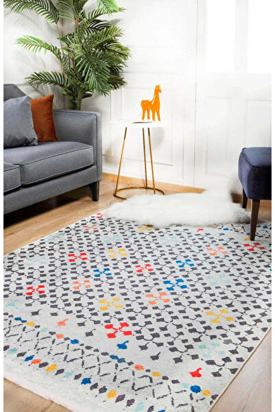 halinet Halı.Net White Modern Washable Non-Slip Living Room Carpet Haln-Hln1149