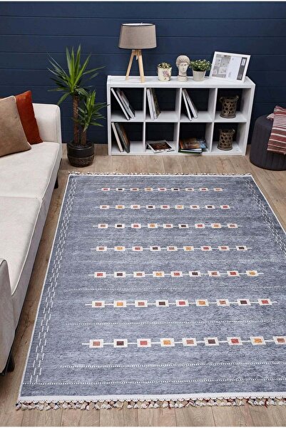 halinet Halı.Net Blue Modern Washable Non-Slip Living Room Carpet Haln-Hln5058
