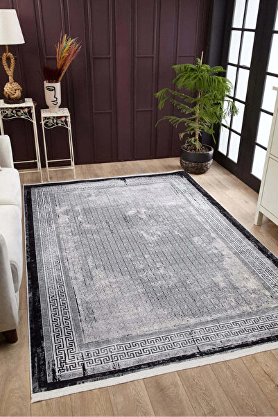 halinet Halı.Net Anthracite Modern Washable Non-Slip Living Room Carpet Haln-...