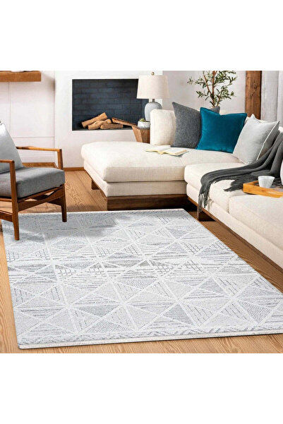 halinet Halı.Net Cream Modern Washable Non-Slip Living Room Carpet Cr-Liza-18557