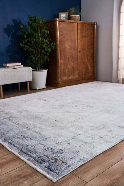 halinet Halı.Net Gray Ethnic Bohemian Washable Non-Slip Living Room Carpet Ap...