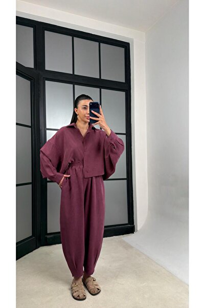 GAUS CO Mürdüm Md Equivalent Shirt with Elastic Waist Shalwar Trousers Tencel...