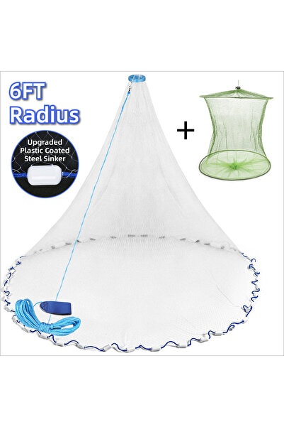 Choice11 New 6ft Radius American Saltwater Fishing Cast Net for Bait Trap Fis...