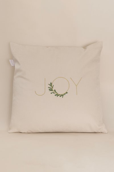 Koza Home Charm Joy Embroidered Beige Throw Pillow 43X43 35254A