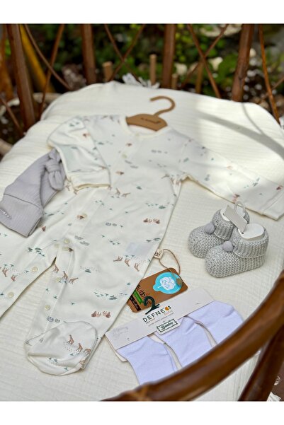 BETSY STUDIO طقم رومبير للأطفال عضوي وقبعة وجوارب من الخيزران مكونة من 3 قطع ...
