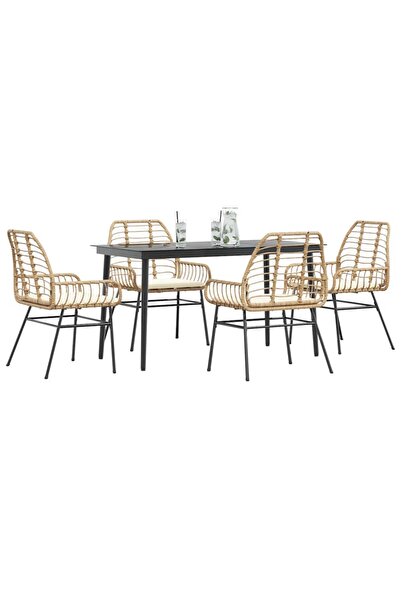 vidaxl Set mobilier de gradina cu perne 5 piese maro sticla polirattan