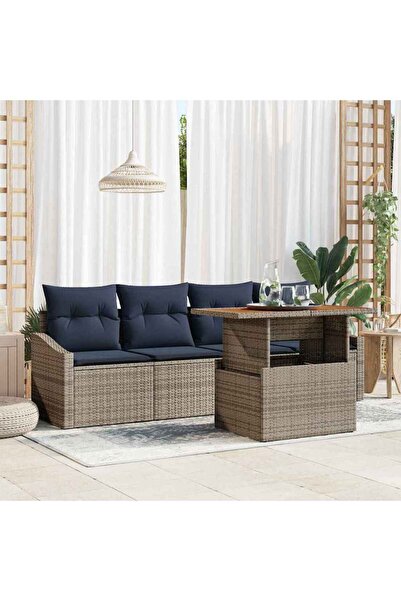 vidaxl Set de canapele pentru gradina 5 pcs Gri Rattan poli